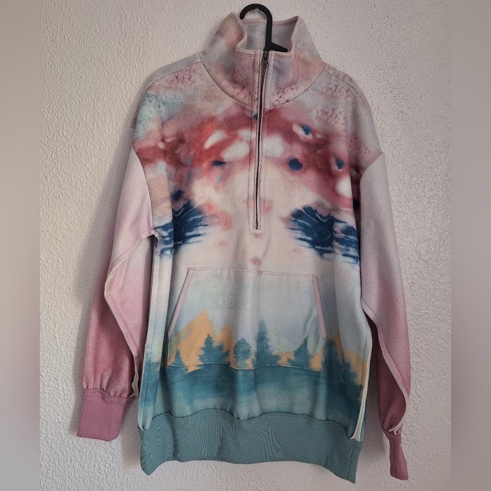 NWT PILCRO BY ANTHROPOLOGIE Pilcro Artistic Pink and Blue Women's Hoodie